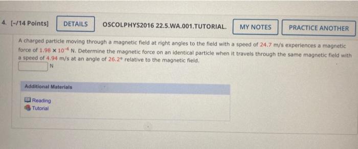 Solved A charged particle moving through a magnetic field at | Chegg.com