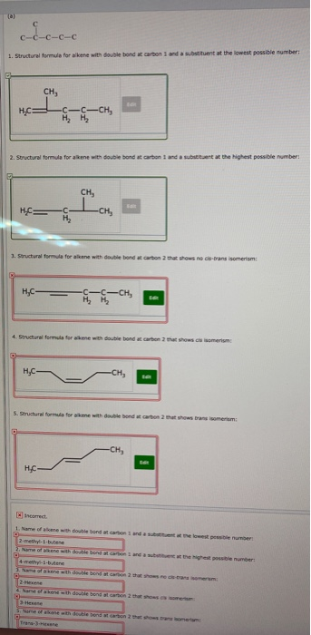 Solved name and draw structural formulas for all alkenes | Chegg.com