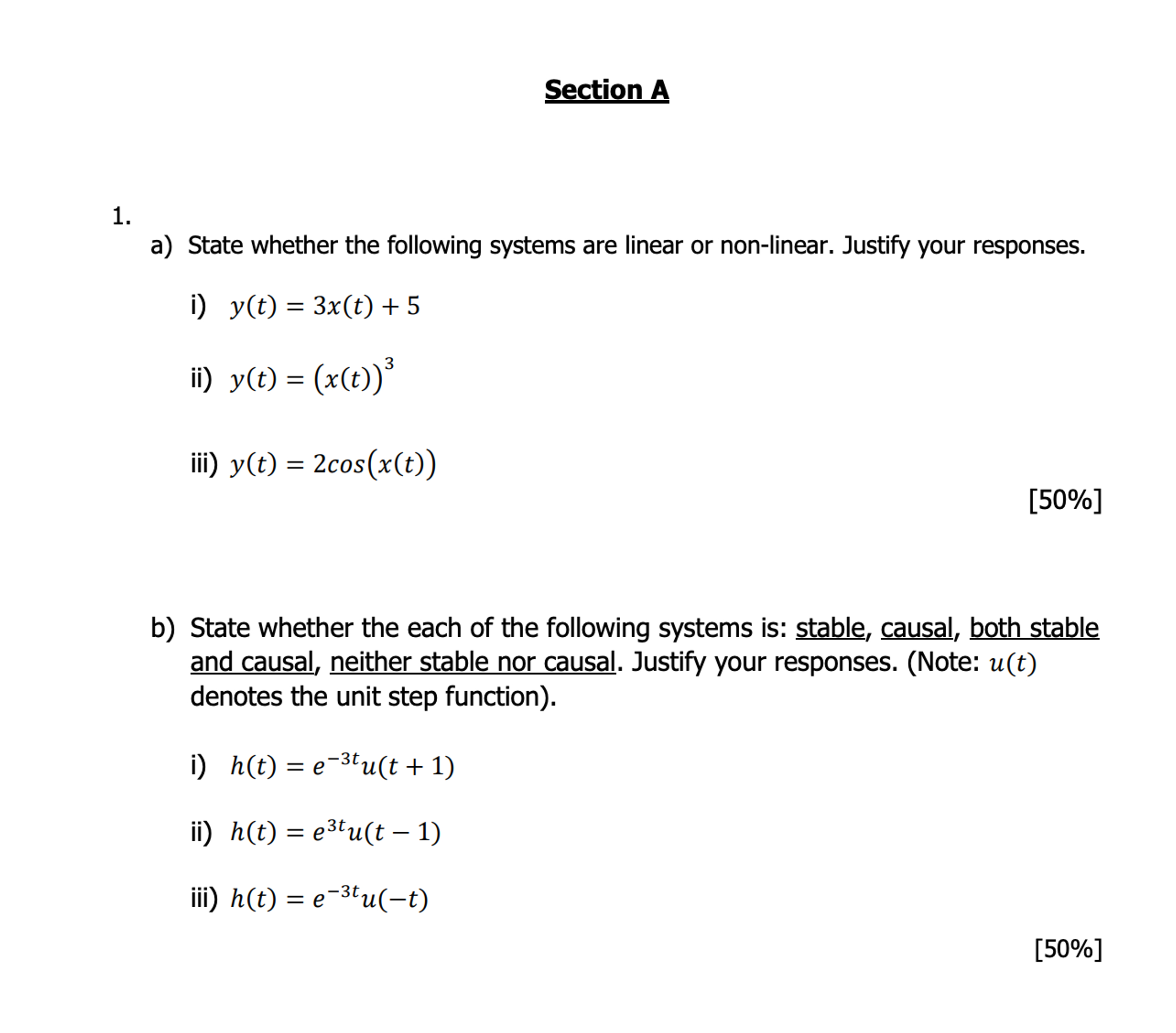 Solved Section Aa) ﻿State whether the following systems are | Chegg.com