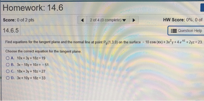 Solved Homework: 14.6 Score: 0 of 2 pts 2 of 4 (0 complete) | Chegg.com