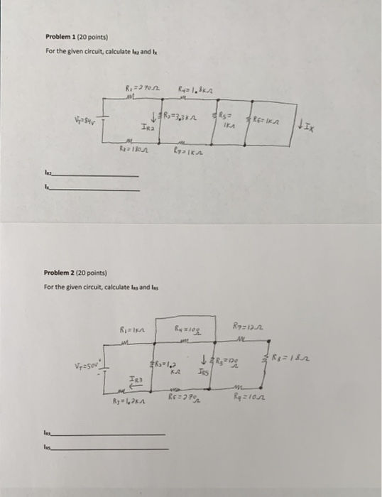 Solved Problem 1 (20 points) For the given circuit, | Chegg.com