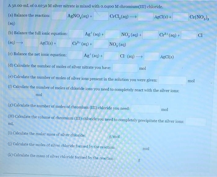 Solved A 50 00 Ml Of 0 0250 M Silver Nitrate Is Mixed With Chegg Com   Image