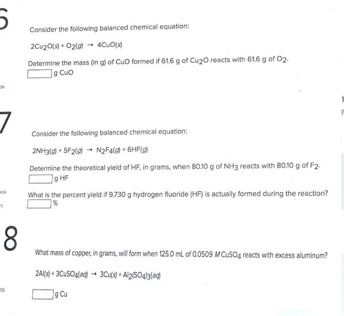 Solved 5 Consider the following balanced chemical equation: | Chegg.com