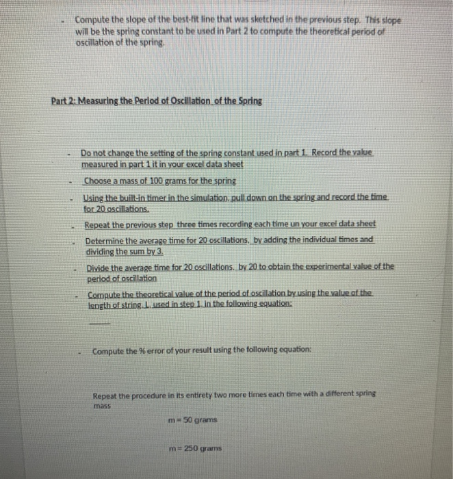 Vibrating Spring Laboratory Worksheet Case 1 Spring | Chegg.com