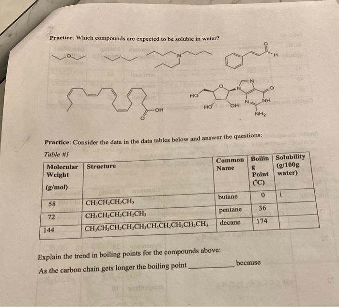 Solved Practice: Which Compounds Are Expected To Be Soluble | Chegg.com