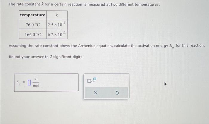 Solved The rate constant k for a certain reaction is | Chegg.com