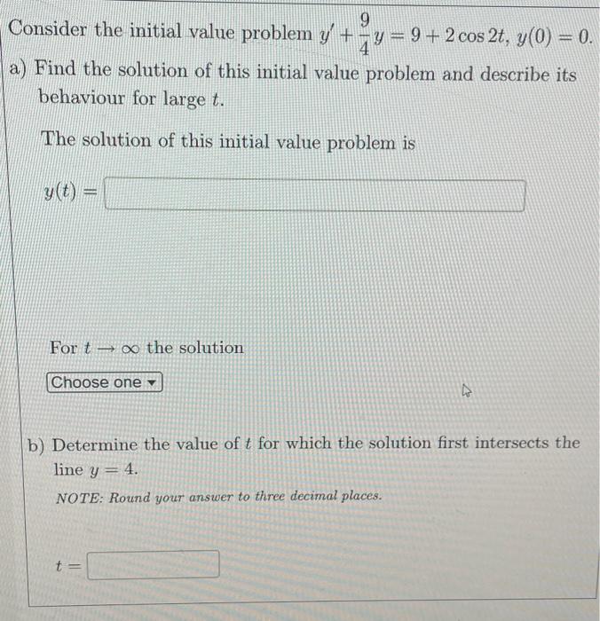 Solved Onsider The Initial Value Problem | Chegg.com