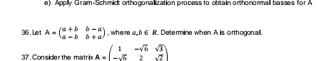 Solved E) Apply Gram-Schmidt Orthogonalization Process To | Chegg.com