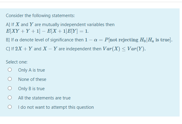 Solved Consider the following statements: A] If X and Y are | Chegg.com