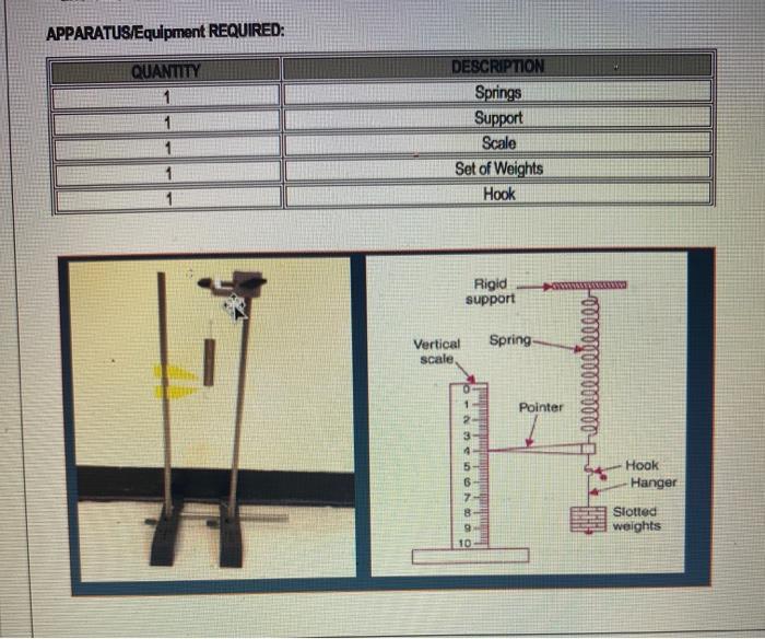 Solved EXPERIMENT No. 1 SPRING CONSTANT EVALUATION | Chegg.com