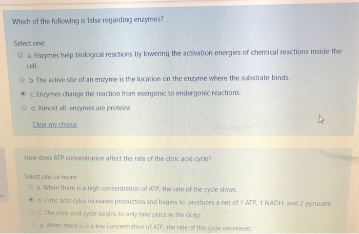 Solved Which Of The Following Is False Regarding Enzymes