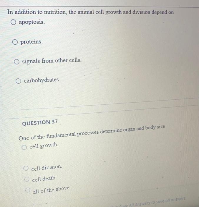 Solved In addition to nutrition, the animal cell growth and | Chegg.com