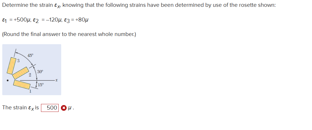 Solved Determine the strain εx, ﻿knowing that the following | Chegg.com