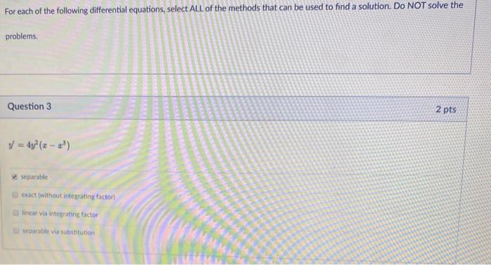 Solved For each of the following differential equations, | Chegg.com
