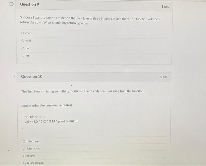 Solved Question 9 1 pts Suppose I want to create a function | Chegg.com