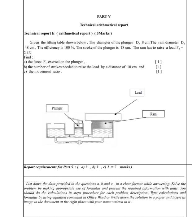 Solved PART V Technical arithmetical report Technical report | Chegg.com