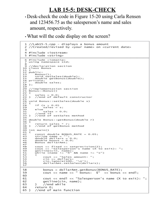 Solved LAB 15-5: DESK-CHECK Desk-check the code in Figure | Chegg.com