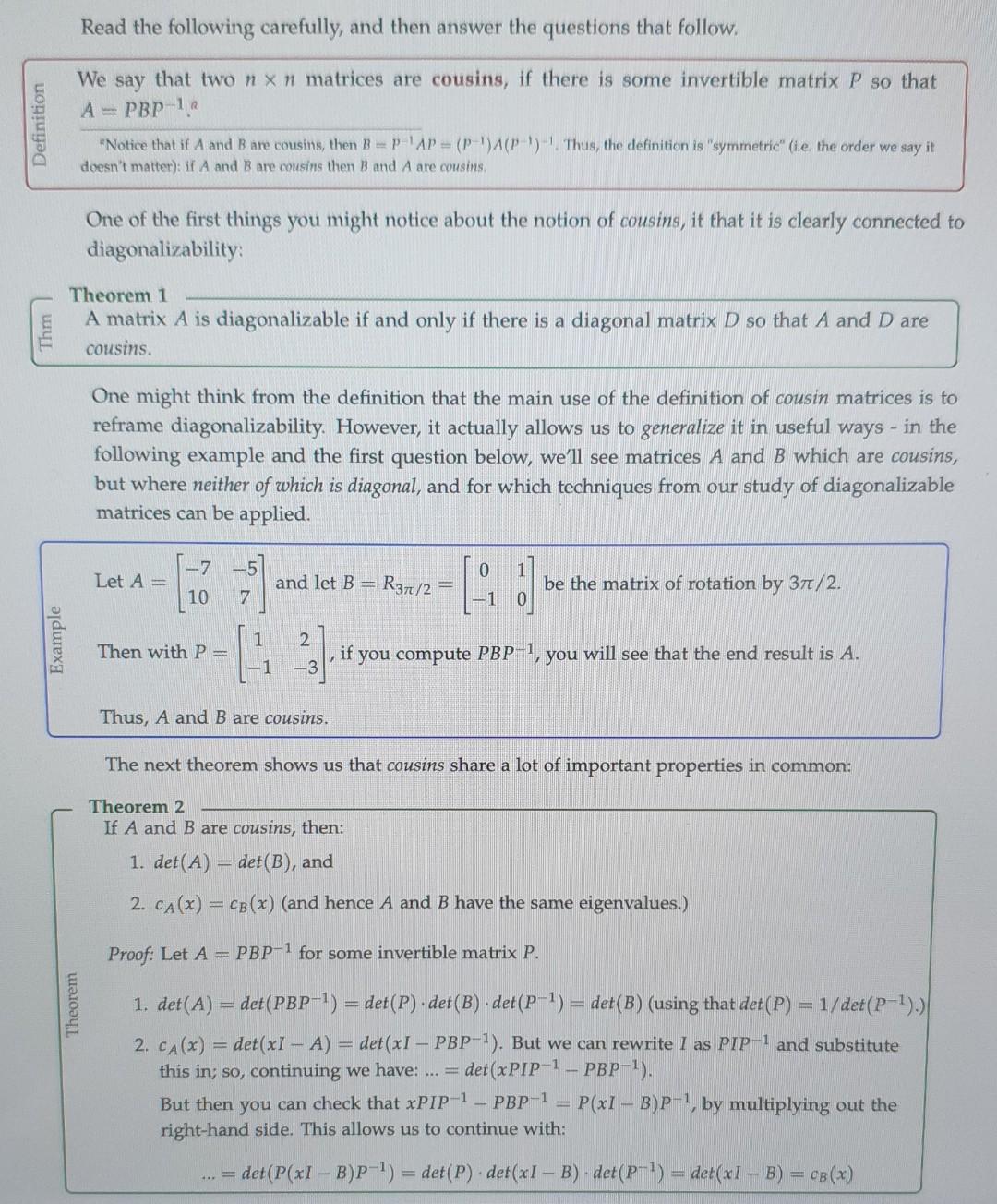 Solved Read the following carefully, and then answer the | Chegg.com