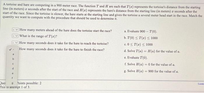 Solved A tortoise and hare are competing in a 900 meter | Chegg.com