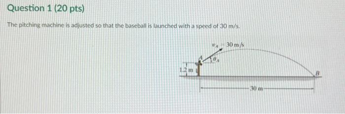 Solved The pitching machine is adjusted so that the baseball | Chegg.com