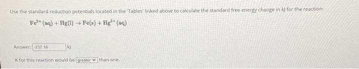 Solved Use the standard reduction potentials located in the | Chegg.com