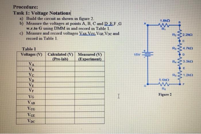 Solved 1.8ΚΩ Procedure: Task 1: Voltage Notations a) Build | Chegg.com