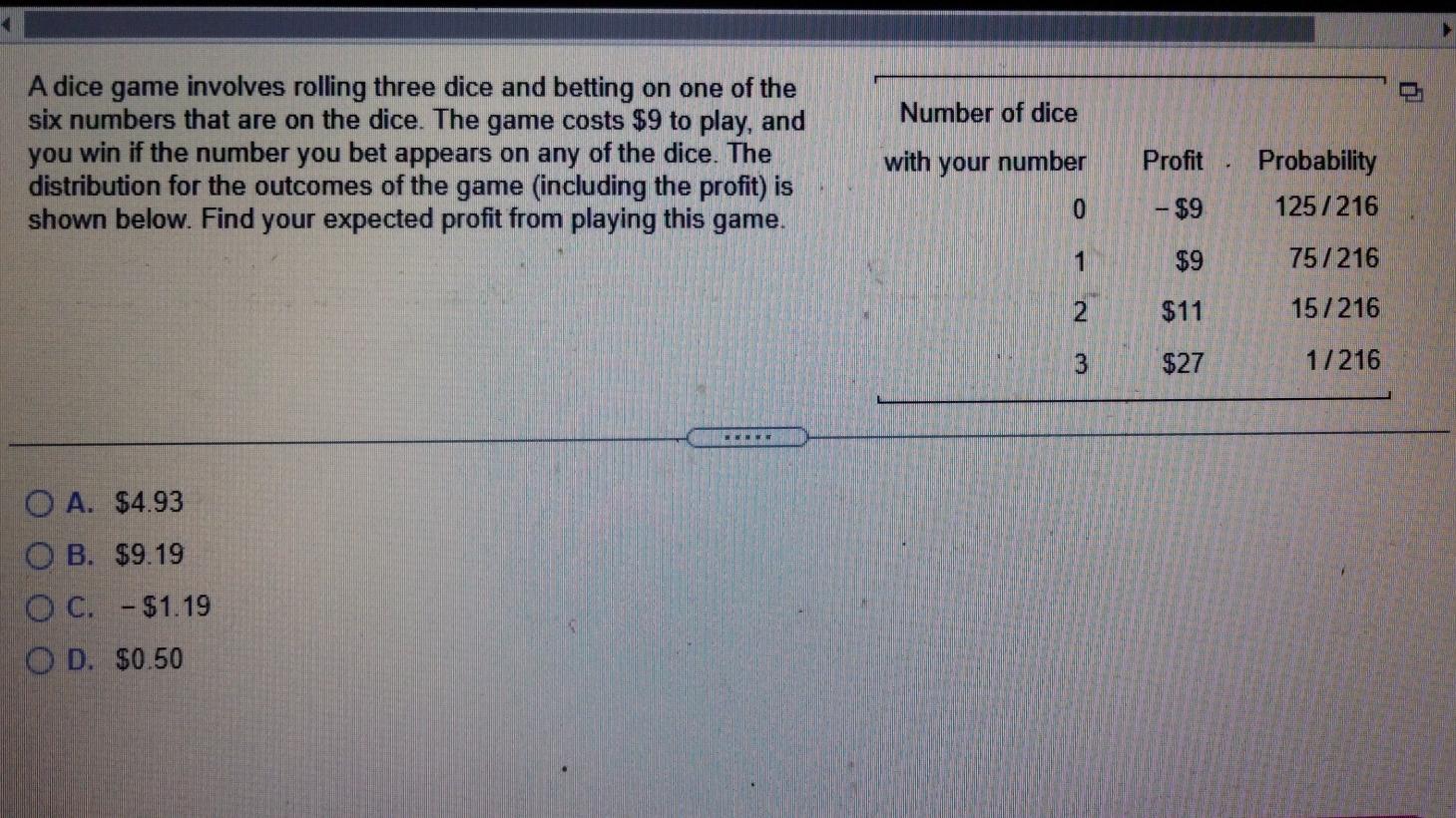Solved Number of dice A dice game involves rolling three