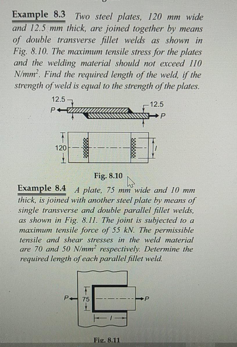 Solved Example 8 3 Two Steel Plates 1 Mm Wide And 12 5 Mm Chegg Com