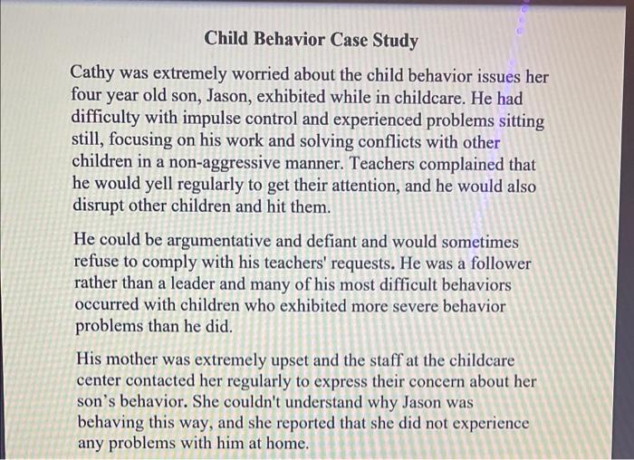 sample case study of a child with behavioral problems pdf