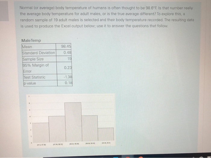 Solved Normal (or average) body temperature of humans is