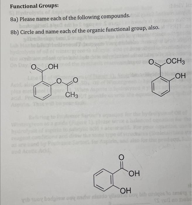 Solved Functional Groups 8a Please Name Each Of The 4500