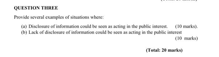 Question Three Provide Several Examples Of Situations Chegg Com