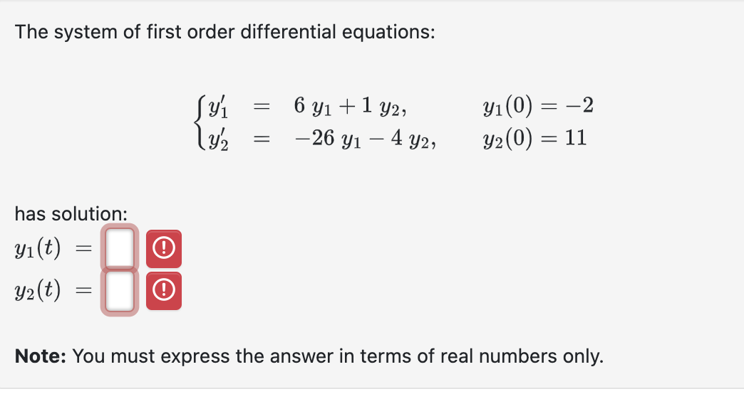 Solved The system of ﻿first order differential | Chegg.com
