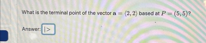 Solved What is the terminal point of the vector a = Answer: | Chegg.com