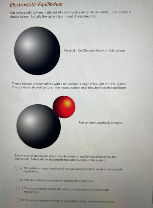 Solved Electrostatic Equilibrium You have a solid sphere