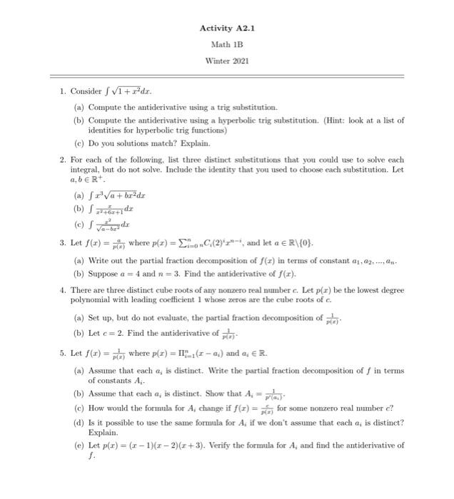 Solved Activity 1 Alath 1b Winter 21 1 Consider S V Chegg Com