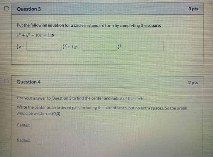 Solved D Question 3 3 pts Put the following equation for a | Chegg.com