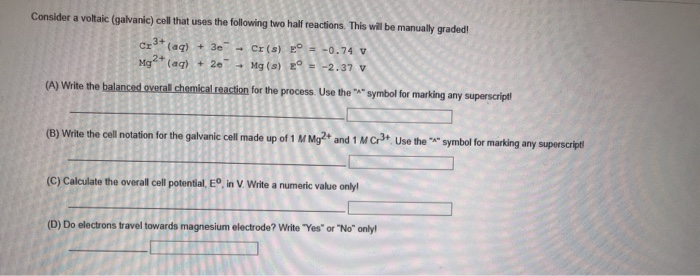 Solved Consider a voltaic (galvanic) cell that uses the | Chegg.com