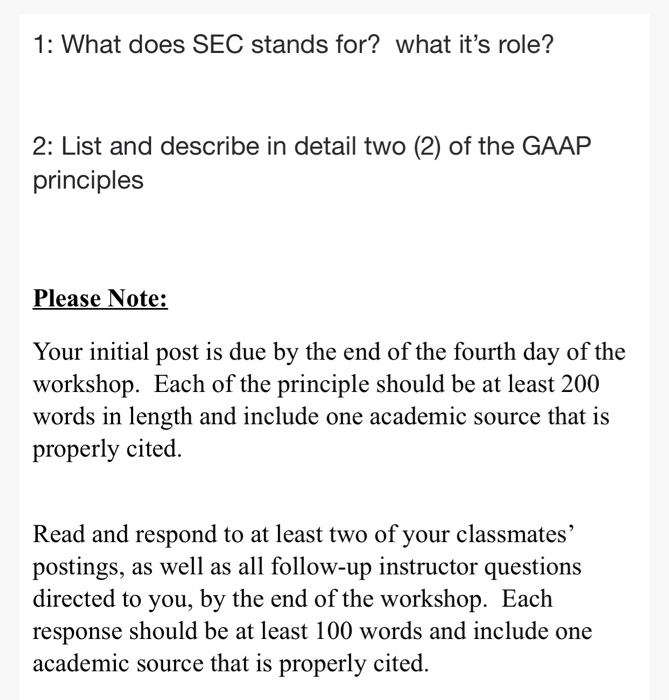 Solved 1 What does SEC stands for? what it's role? 2 List