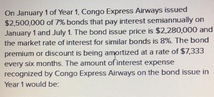Solved On January 1 of Year 1, Congo Express Airways issued | Chegg.com