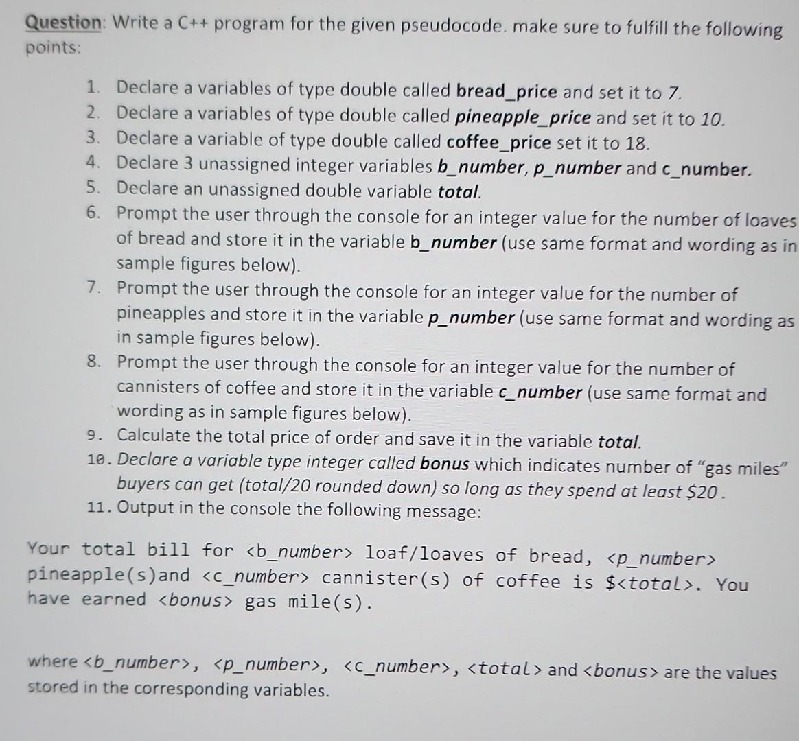 Question: Write a C++ program for the given | Chegg.com