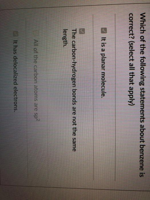 solved-which-of-the-following-statements-about-benzene-is-chegg