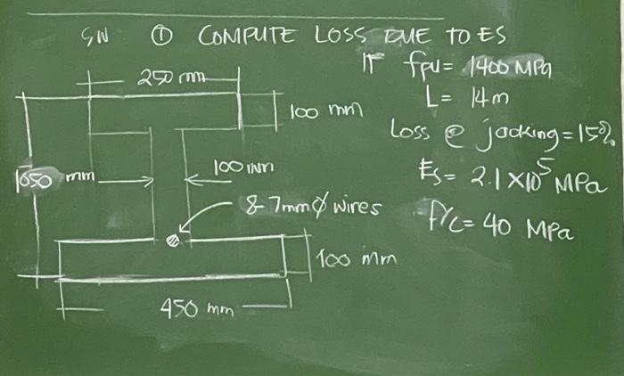 \( \begin{array}{l}\text { SN (1) COMPUTE LOSS DUE TOES } \\ 1650 \mathrm{~mm} \longrightarrow \quad \quad 100 \mathrm{~mm} \