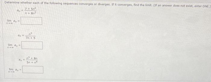 Solved Determine whether each of the following sequences | Chegg.com