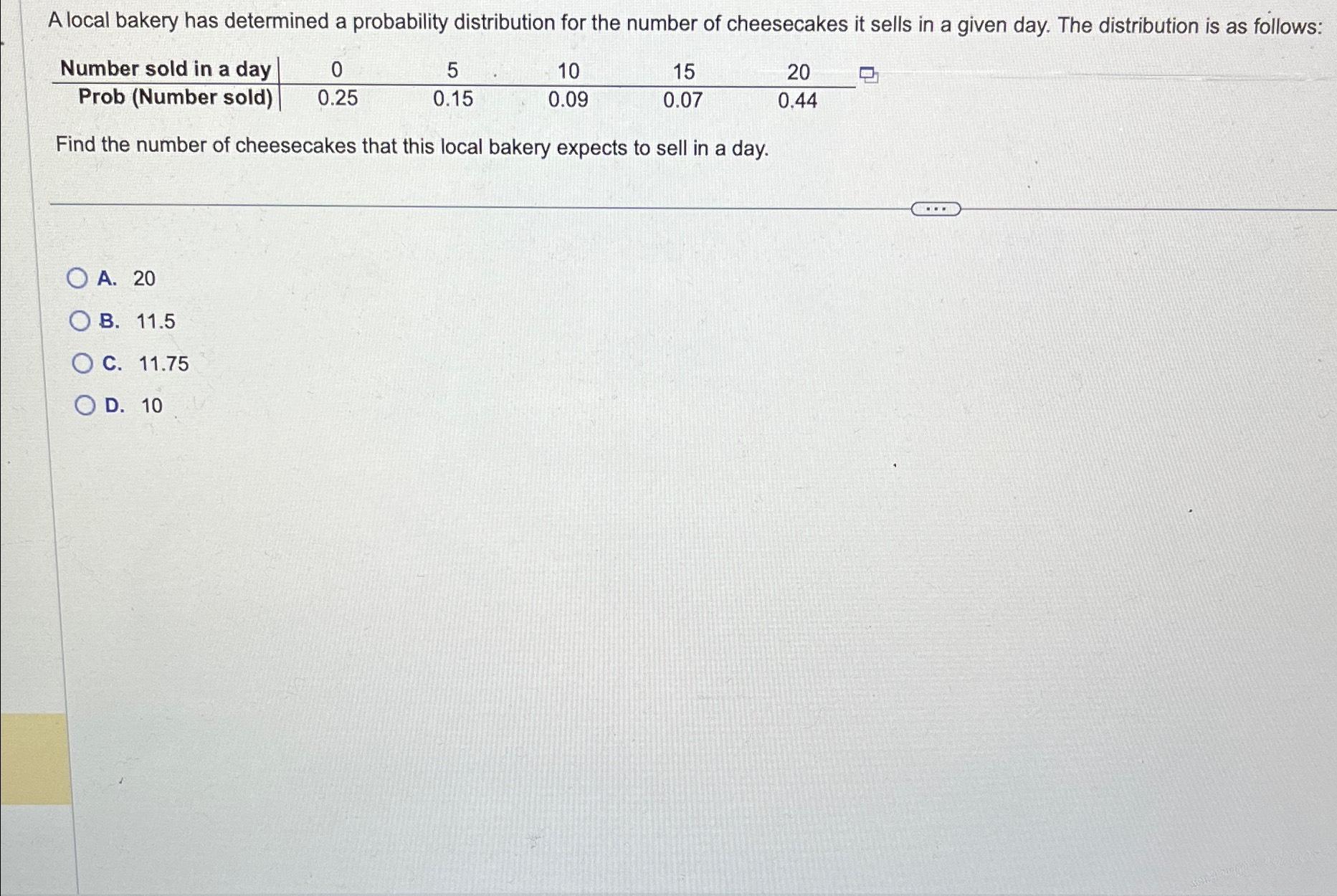 Solved A local bakery has determined a probability | Chegg.com