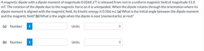 Solved A magnetic dipole with a dipole moment of magnitude | Chegg.com
