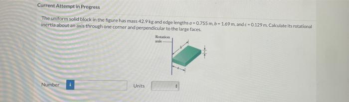 Solved The Uniform Solid Block In The Figure Has Mass 42.9 | Chegg.com