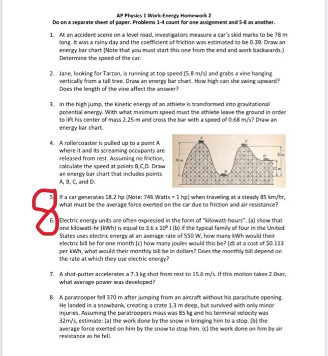 AP Physics 1] Need some help for this worksheet, got the answers but they  don't seem right at all. : r/HomeworkHelp