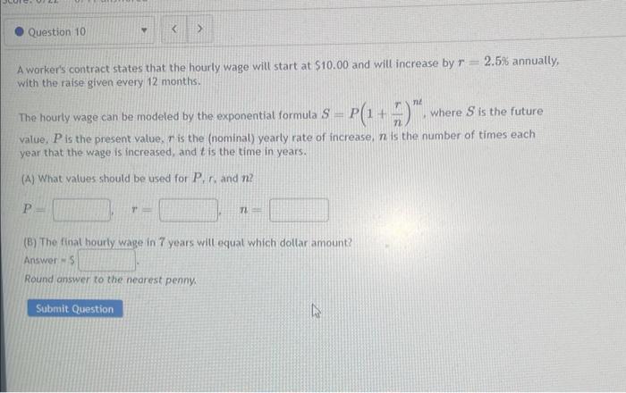 Solved A worker's contract states that the hourly wage will | Chegg.com