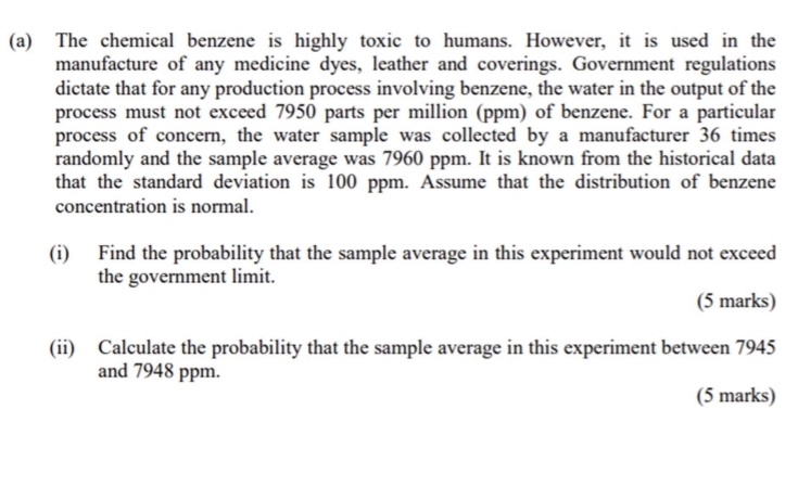 Solved (a) ﻿The chemical benzene is highly toxic to humans. | Chegg.com